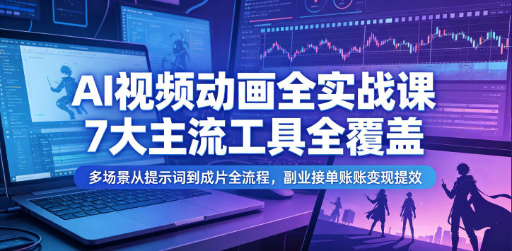 AI视频动画全实战课，7大主流工具全覆盖，多场景从提示词到成片全流程，副业接单账号变现提效-孔明聊项目