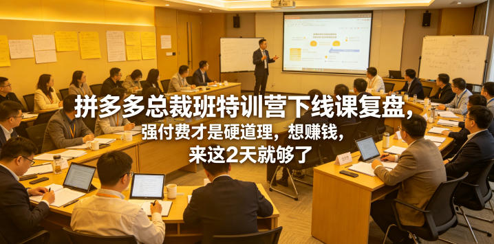 拼多多总裁班特训营下线课复盘，强付费才是硬道理，想賺钱，来这2天就够了-孔明聊项目