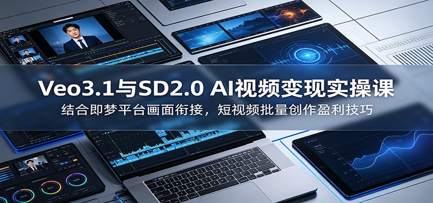 Veo3.1与SD2.0 AI视频变现实操课课：结合即梦平台画面衔接，短视频批量创作盈利技巧-孔明聊项目