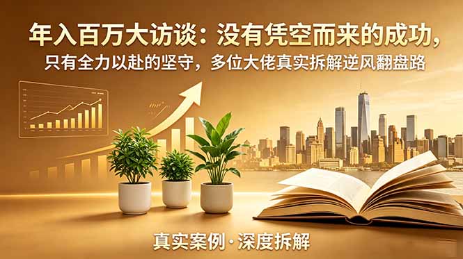 年入百万大访谈-更新：没有凭空而来的成功，只有全力以赴的坚守，多位大佬真实拆解逆风翻盘路-孔明聊项目