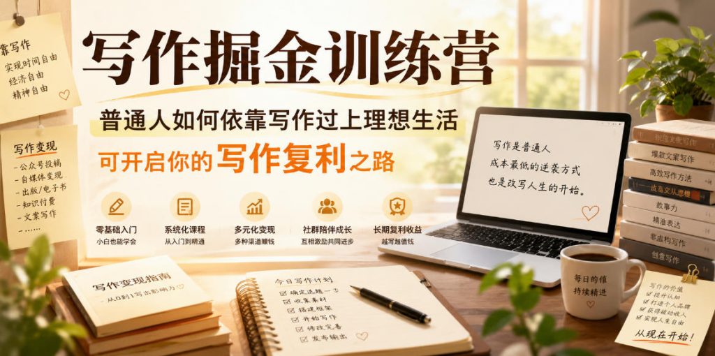写作掘金训练营，普通人如何依靠写作过上理想生活，可开启你的写作复利之路(更新6月)-孔明聊项目