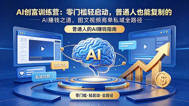 AI创富训练营：零门槛轻启动，普通人也能复制的AI赚钱之道，图文视频商单私域全路径-孔明聊项目