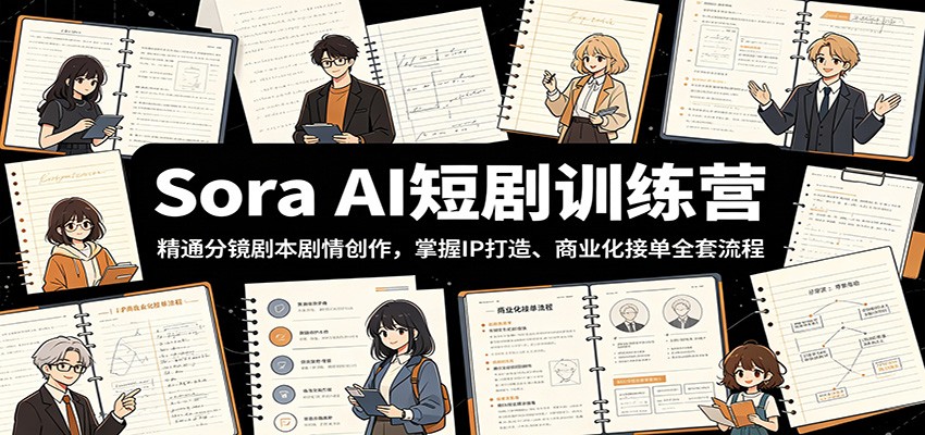 Sora AI短剧训练营：精通分镜剧本剧情创作，掌握IP打造、商业化接单全套流程-孔明聊项目