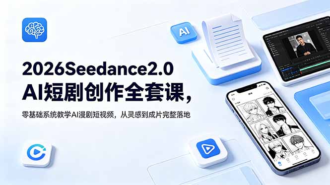 2026Seedance2.0AI短剧创作全套课，零基础系统教学AI漫剧短视频，从灵感到成片完整落地-孔明聊项目