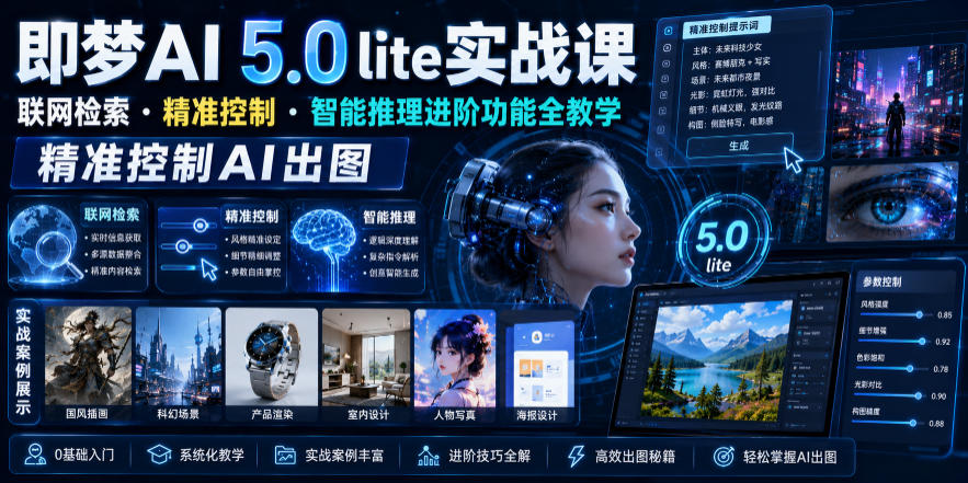 即梦AI 5.0 lite实战课，联网检索・精准控制・智能推理进阶功能全教学，精准控制AI出图-孔明聊项目