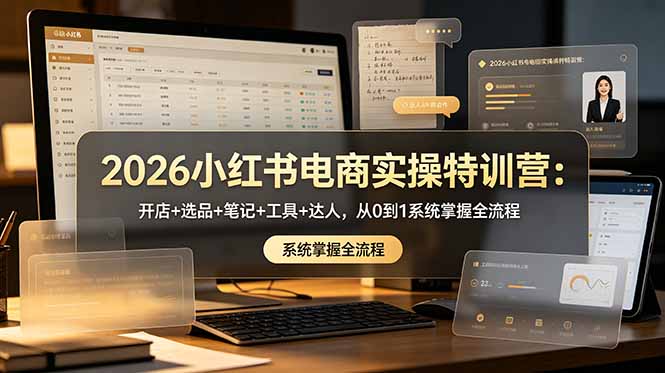 2026小红书电商实操特训营：开店+选品+笔记+工具+达人，从0到1系统掌握全流程-孔明聊项目