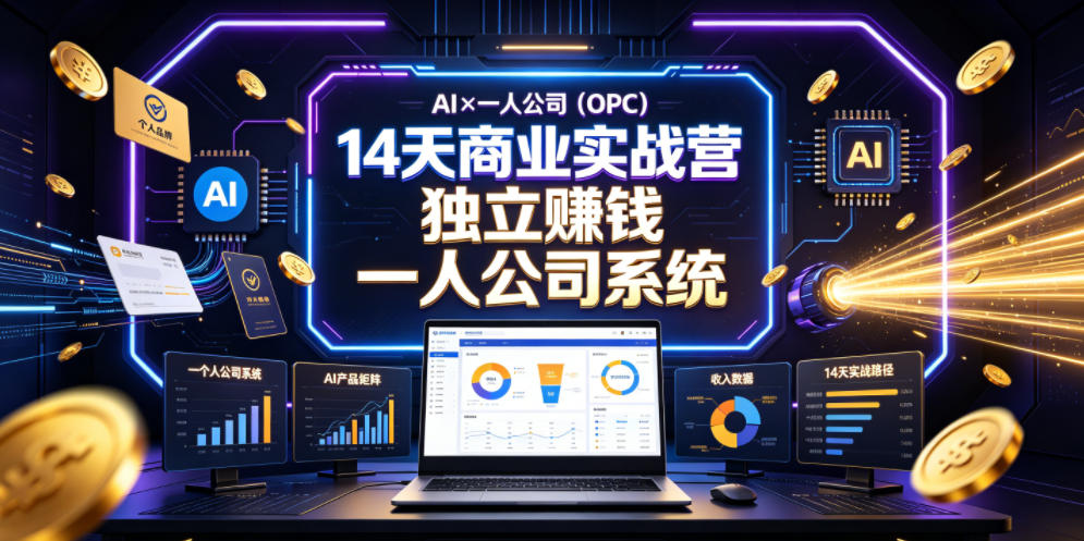 AI×一人公司(OPC)14天商业实战营，用AI帮你搭建一个属于你自己的、能独立賺钱的一人公司系统-孔明聊项目