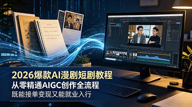 2026 爆款 AI 漫剧短剧教程 从零精通 AIGC 创作全流程 既能接单变现又能就业入行-孔明聊项目