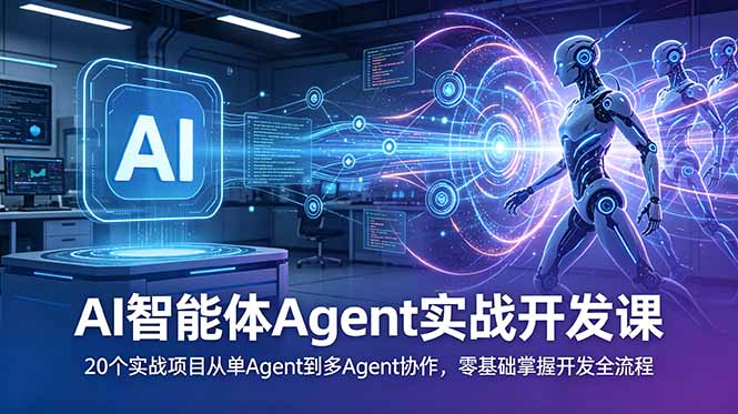 AI智能体Agent实战开发课：20个实战项目从单Agent到多Agent协作，零基础掌握开发全流程-孔明聊项目