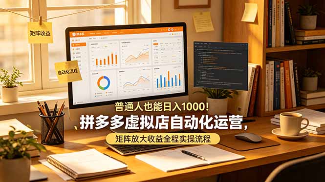 普通人也能日入 1000！拼多多虚拟店自动化运营，矩阵放大收益全程实操流程-孔明聊项目