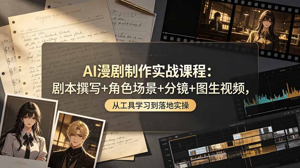 AI漫剧制作实战课程：剧本撰写+角色场景+分镜+图生视频，从工具学习到落地实操-孔明聊项目