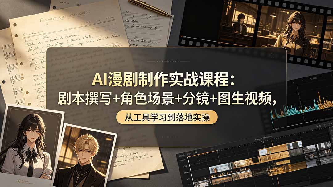 AI漫剧制作实战课程：剧本撰写+角色场景+分镜+图生视频，从工具学习到落地实操-孔明聊项目
