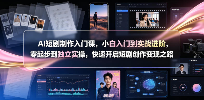 AI短剧制作入门课，小白入门到实战进阶，零起步到独立实操，快速开启短剧创作变现之路-孔明聊项目