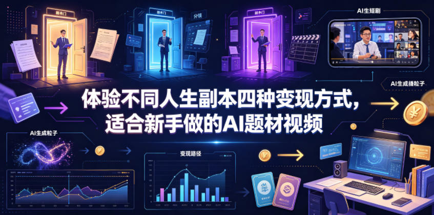 体验不同人生副本四种变现方式，适合新手做的AI题材视频-孔明聊项目