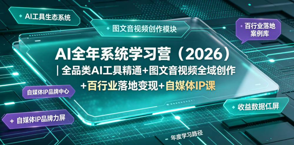 AI全年系统学习营(2026)｜全品类AI工具精通+图文音视频全域创作+百行业落地变现+自媒体IP打造年度进阶大课-孔明聊项目