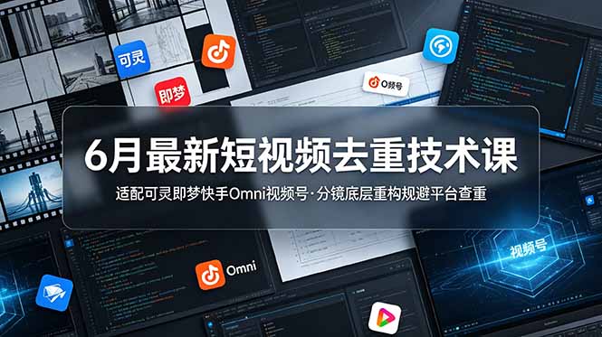 6月最新短视频去重技术课，适配可灵即梦快手Omni视频号，分镜底层重构规避平台查重-孔明聊项目