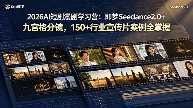 2026AI短剧漫剧学习营：即梦Seedance2.0+九宫格分镜，150+行业宣传片案例全掌握-孔明聊项目
