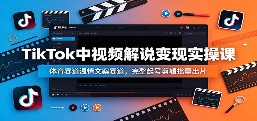 TikTok中视频解说变现实操课：体育赛道温情文案赛道，完整起号剪辑批量出片-孔明聊项目