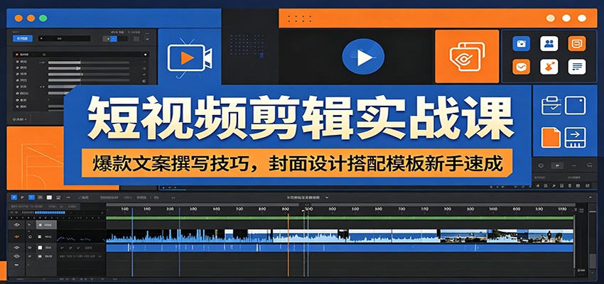 短视频剪辑实战课：爆款文案撰写技巧，封面设计搭配模板新手速成-孔明聊项目