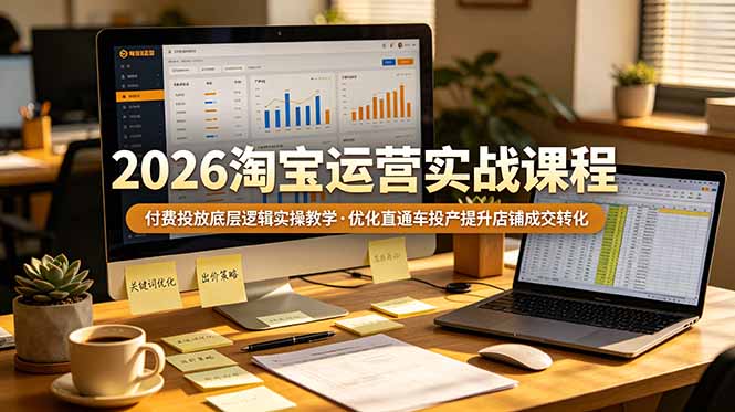 2026 淘宝运营实战课程，付费投放底层逻辑实操教学，优化直通车投产提升店铺成交转化-孔明聊项目