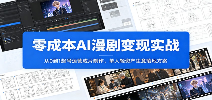 零成本AI漫剧变现实战：从0到1起号运营成片制作，单人轻资产生意落地方案-孔明聊项目