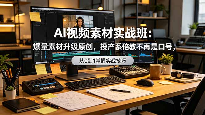 AI视频素材实战班：爆量素材升级原创，投产翻倍不再是口号，0-1系统教学实战落地-孔明聊项目