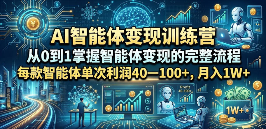 AI智能体变现训练营，从0到1掌握智能体变现的完整流程，每款智能体单次利润40—100+，月入1W+-孔明聊项目