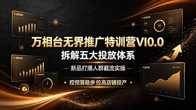 万相台无界推广特训营VI0.0，拆解五大投放体系，新品打爆人群截流实操，控预算稳步拉高店铺投产-孔明聊项目