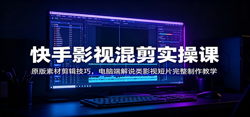 快手影视混剪实操课：原版素材剪辑技巧，电脑端解说类影视短片完整制作教学-孔明聊项目