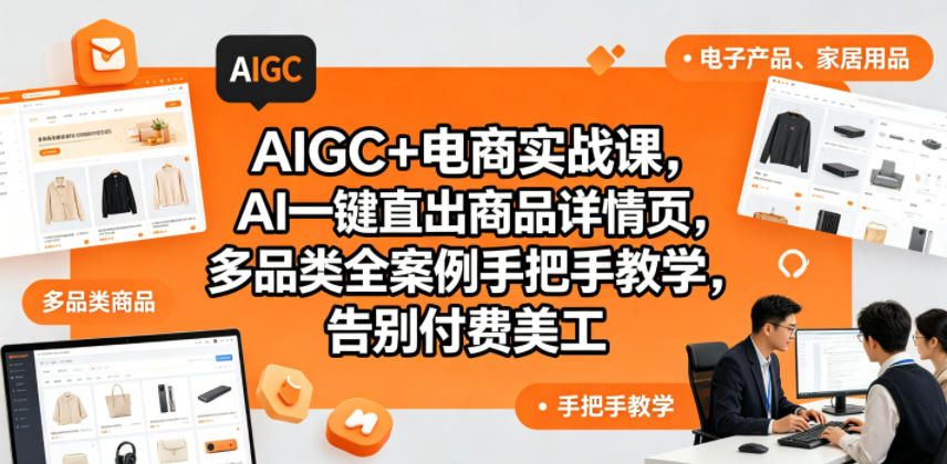 AIGC+电商实战课，AI一键直出商品详情页，多品类全案例手把手教学，告别付费美工(更新0704)-孔明聊项目