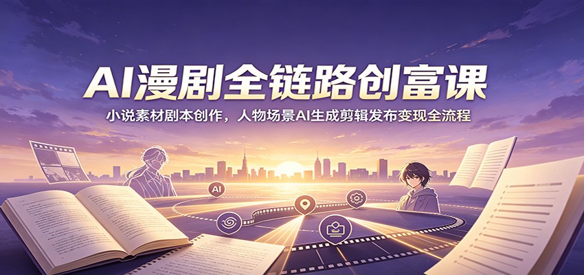 AI漫剧全链路创富课：小说素材剧本创作，人物场景AI生成剪辑发布变现全流程-孔明聊项目