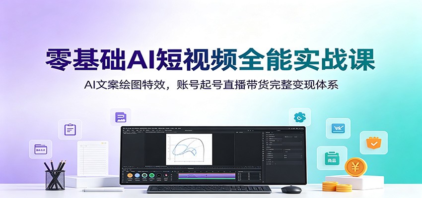 零基础AI短视频全能实战课：AI文案绘图特效，账号起号直播带货完整变现体系-孔明聊项目