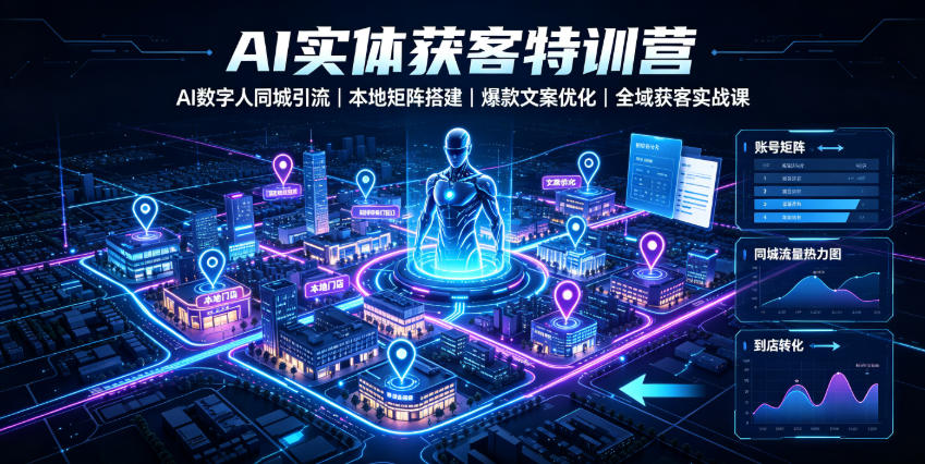 AI实体获客特训营｜AI数字人同城引流、本地矩阵搭建、爆款文案优化全域获客实战课-孔明聊项目