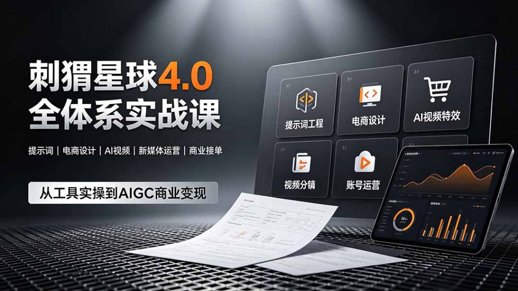 刺猬星球4.0全体系实战课，覆盖提示词工程、电商设计、AI视频特效与新媒体运营，一站式掌握AIGC商业核心技能-孔明聊项目