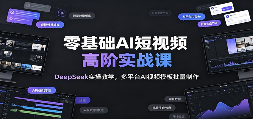 零基础AI短视频高阶实战课：DeepSeek实操教学，多平台AI视频模板批量制作-孔明聊项目