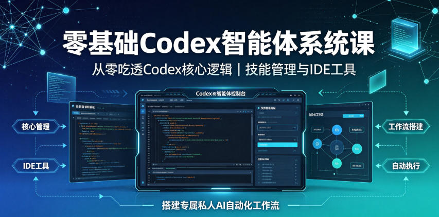 零基础Codex智能体系统课｜从零吃透Codex核心逻辑、技能管理与IDE工具，搭建专属私人AI自动化工作流-孔明聊项目