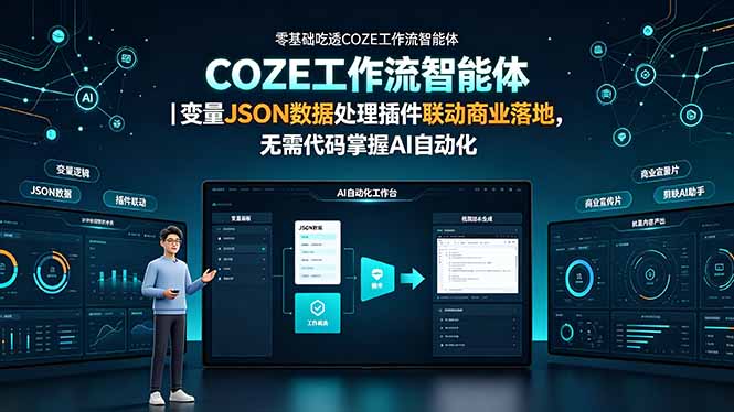 零基础吃透COZE工作流智能体｜变量JSON数据处理插件联动商业落地，无需代码掌握AI自动化-孔明聊项目