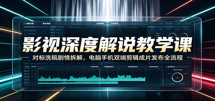 影视深度解说教学课：对标洗稿剧情拆解，电脑手机双端剪辑成片发布全流程-孔明聊项目