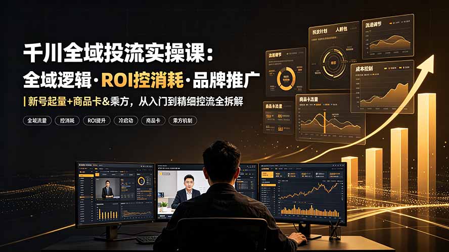 千川全域投流实操课：全域逻辑·ROI控消耗·品牌推广｜新号起量+商品卡&乘方，从入门到精细控流全拆解-孔明聊项目