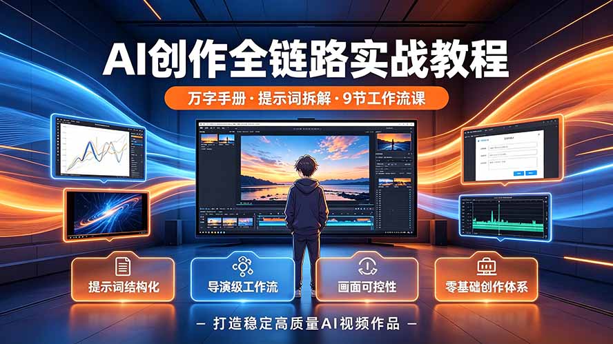 AI创作全链路实战教程｜万字手册·提示词拆解·9节工作流课，打造稳定高质量AI视频作品-孔明聊项目