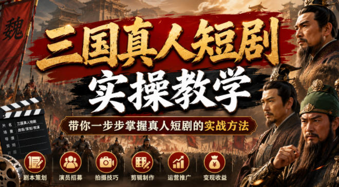 三国真人短剧实操教学，带你一步步掌握真人短剧的实战方法-孔明聊项目