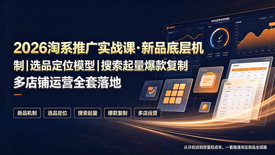 2026淘系推广实战课·新品底层机制｜选品定位模型｜搜索起量爆款复制多店铺运营全套落地教程-孔明聊项目