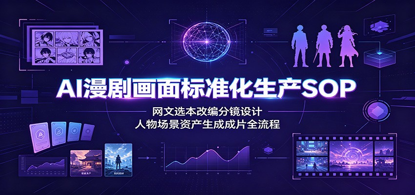 AI漫剧画面标准化生产SOP：网文选本改编分镜设计，人物场景资产生成成片全流程-孔明聊项目