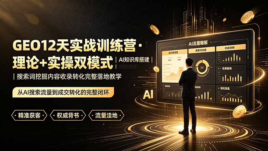 GEO12天实战训练营·理论+实操双模式｜AI知识库搭建｜搜索词挖掘内容收录转化完整落地教学-孔明聊项目