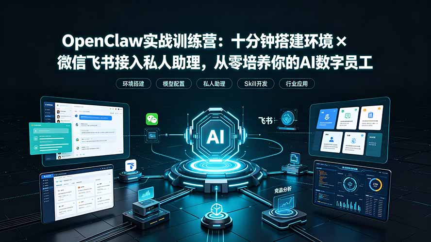 OpenClaw实战特训营：十分钟搭建环境×微信飞书接入私人助理，从零培养你的AI数字员工-孔明聊项目