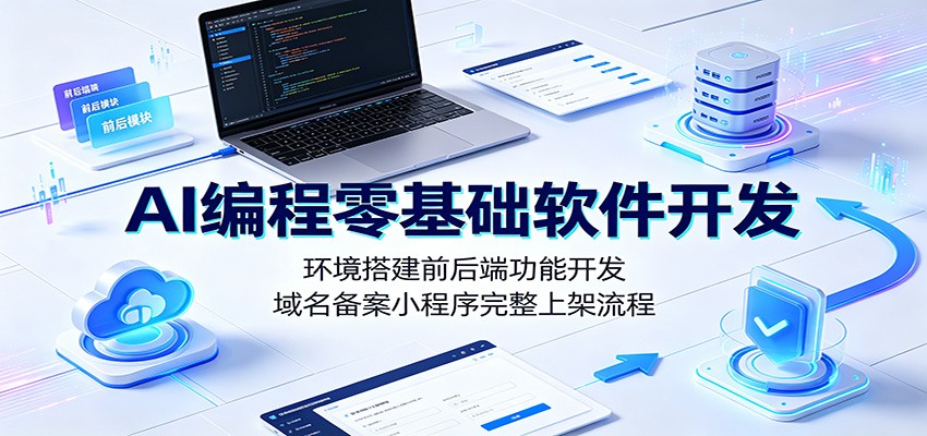 AI编程零基础软件开发：环境搭建前后端功能开发，域名备案小程序完整上架流程-孔明聊项目