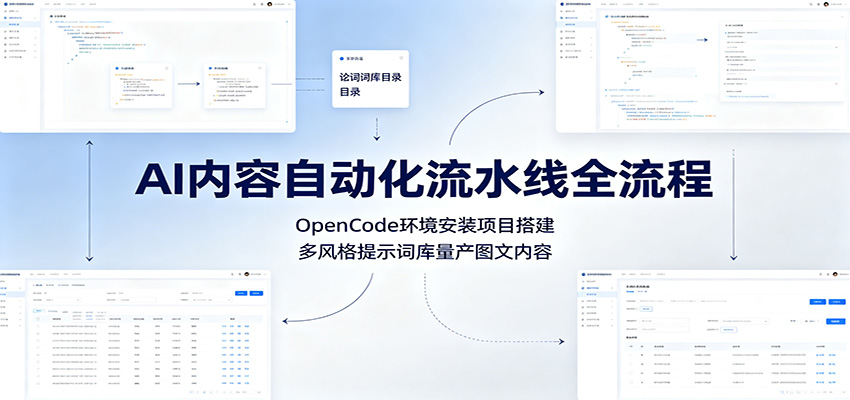 AI内容自动化流水线全流程：OpenCode环境安装项目搭建，多风格提示词库量产图文内容-孔明聊项目