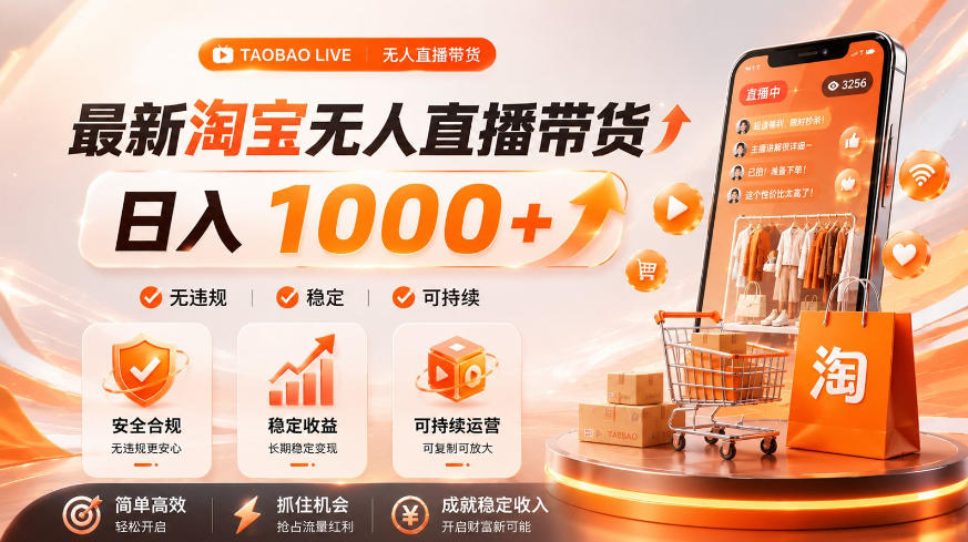 拒绝死工资!淘宝无人直播,让你睡觉都在进账,单设备日入1k+普通人的变现蓝海【揭秘】-孔明聊项目