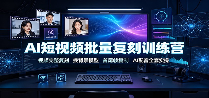 AI短视频批量复刻训练营:视频完整复刻,换背景模型、首尾帧复制、AI配音全套实操-孔明聊项目