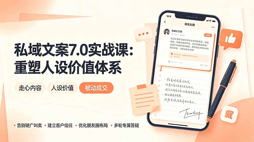 私域文案实战课7.0：重塑人设价值体系｜-告别硬广推销×走心内容×自我价值塑造，实现被动成交-孔明聊项目